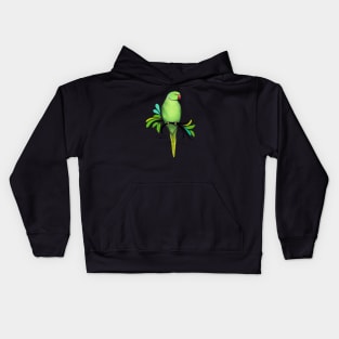 Green Indian Ringneck Parrot Kids Hoodie